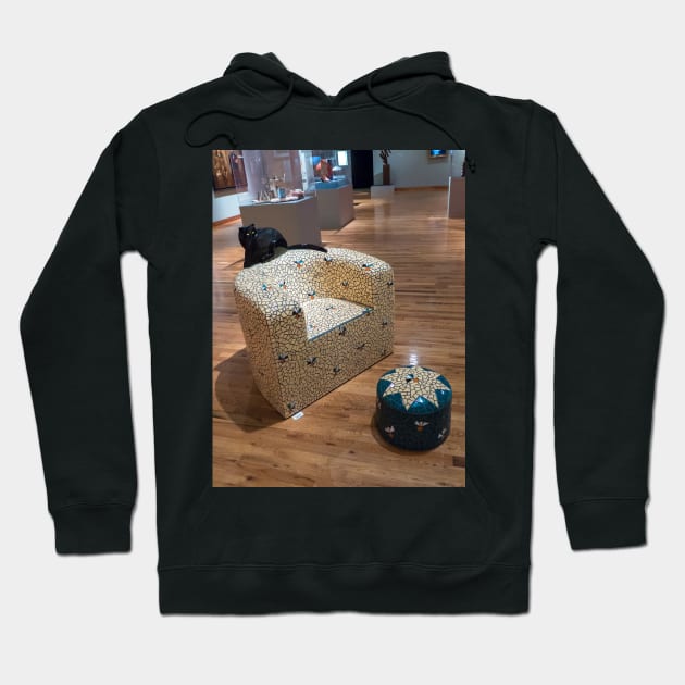 Patio Chair with Black Cat Hoodie by thadz